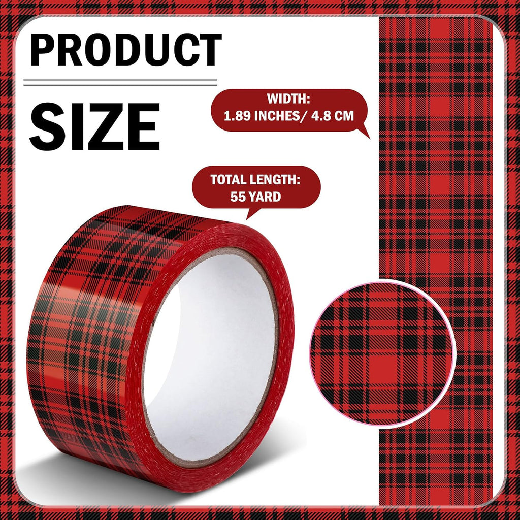 Christmas Packing Tape 1.89x55 yd Gift Wrap, Red Buffalo Plaid