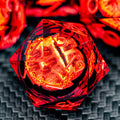 RPG Resin Dice Gazes Eye Dice Red Liquid Core Flaming RPG Sharp Edged Dice Set with Gift Box, Polyhedral RPG Dice