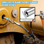 Grease Gun Coupler, 12000 PSI Strong Lock & Extra Reach Grease Tips