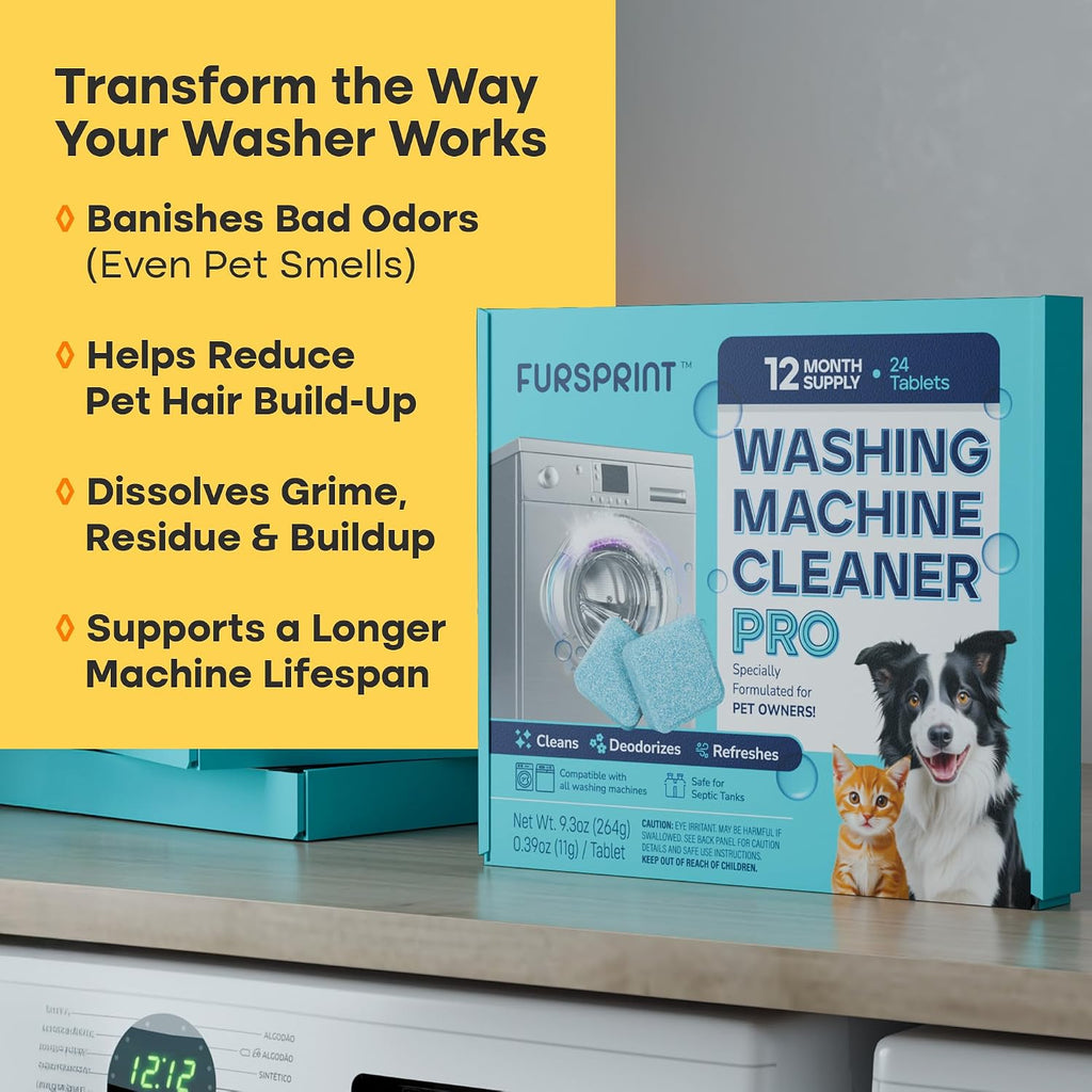 Washing Machine Cleaner Tablets Pro for Pet Owners, 24 Pack