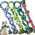 [4 Pack] Dog Rope Toys for Aggressive Chewers, Nearly Indestructible Tug of War Toys for Large & Medium Dogs, 100%