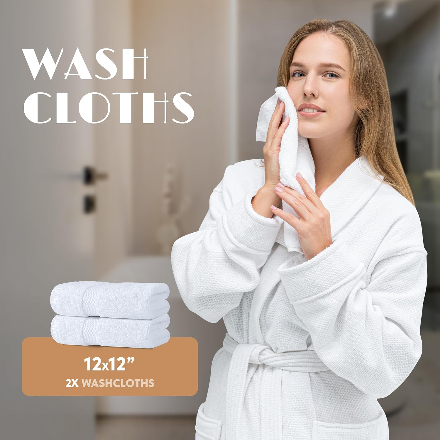 White Bath Towel Set of 6 - 100% Cotton Highly Absorbent Towels for Bathroom, 2 Luxury Bath Towels 650GSM, 2 Hand