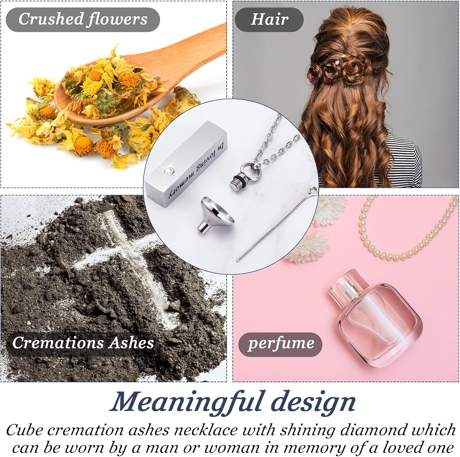 Urn Necklace for Ashes for Men Women Cremation Jewelry for Ashes Stainless Steel Small Keepsake Pendant for Human Ashes