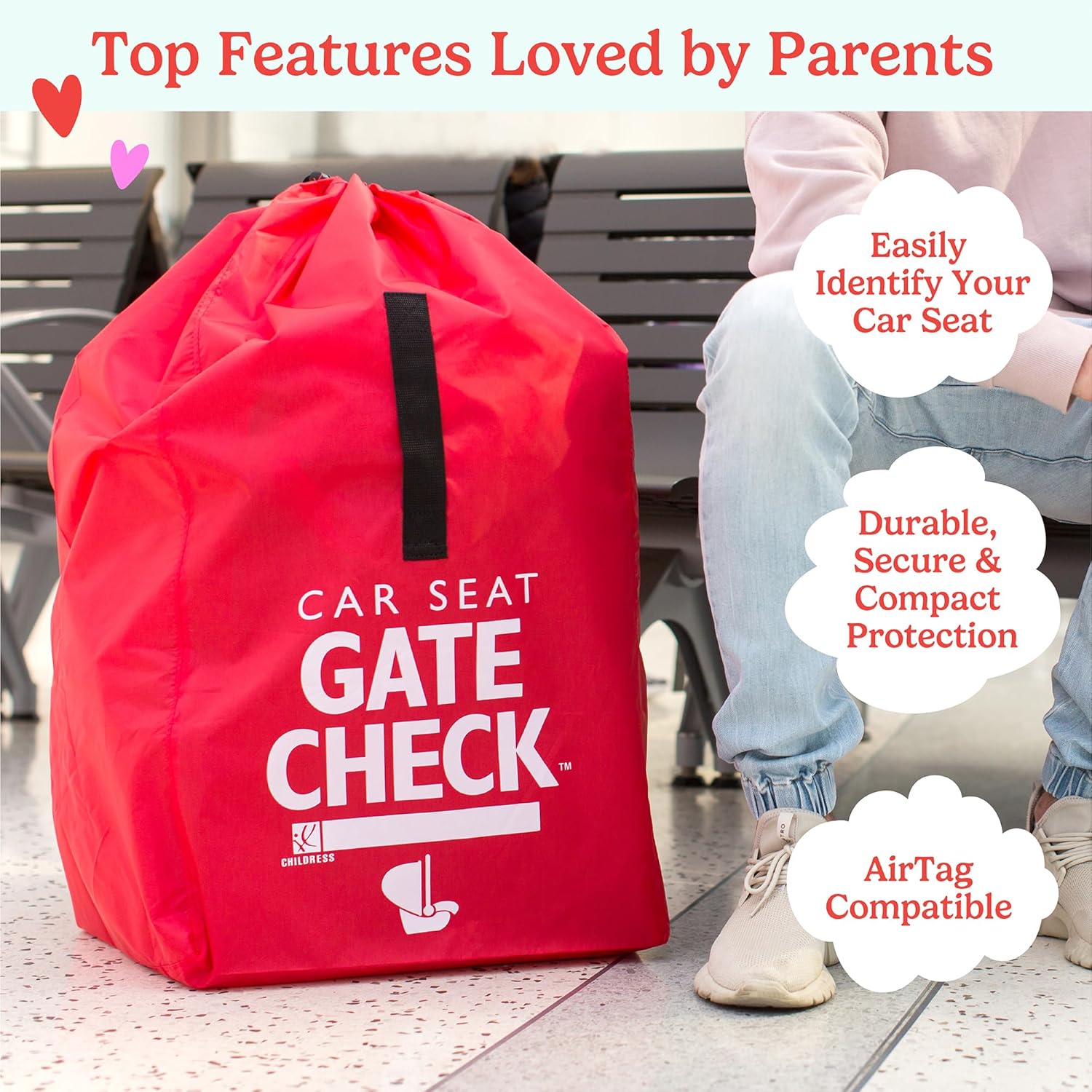 Gate Check Travel Bag for Car Seats - Car Seat Travel Bag for Airplane, Fits All Baby & Infant Carriers, Airport