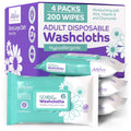 Wipes for Adults - 200 Large Body Wipes for Incontinence, No Rinse Bath Wipes for Men and Women, Unscented - Ideal