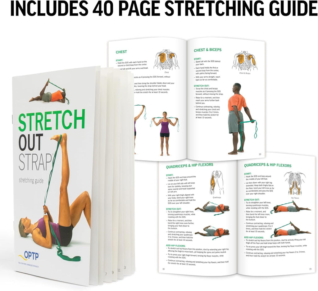The Original Stretch Out Strap with Exercise Book, USA-Made Yoga Strap