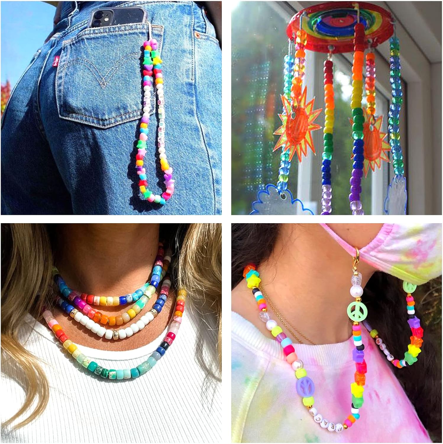 48 Colors Bracelet Making Kit Pony Beads 4000pcs Kandi Beads for Friendship Bracelet Making Kit 2400 Plastic Rainbow