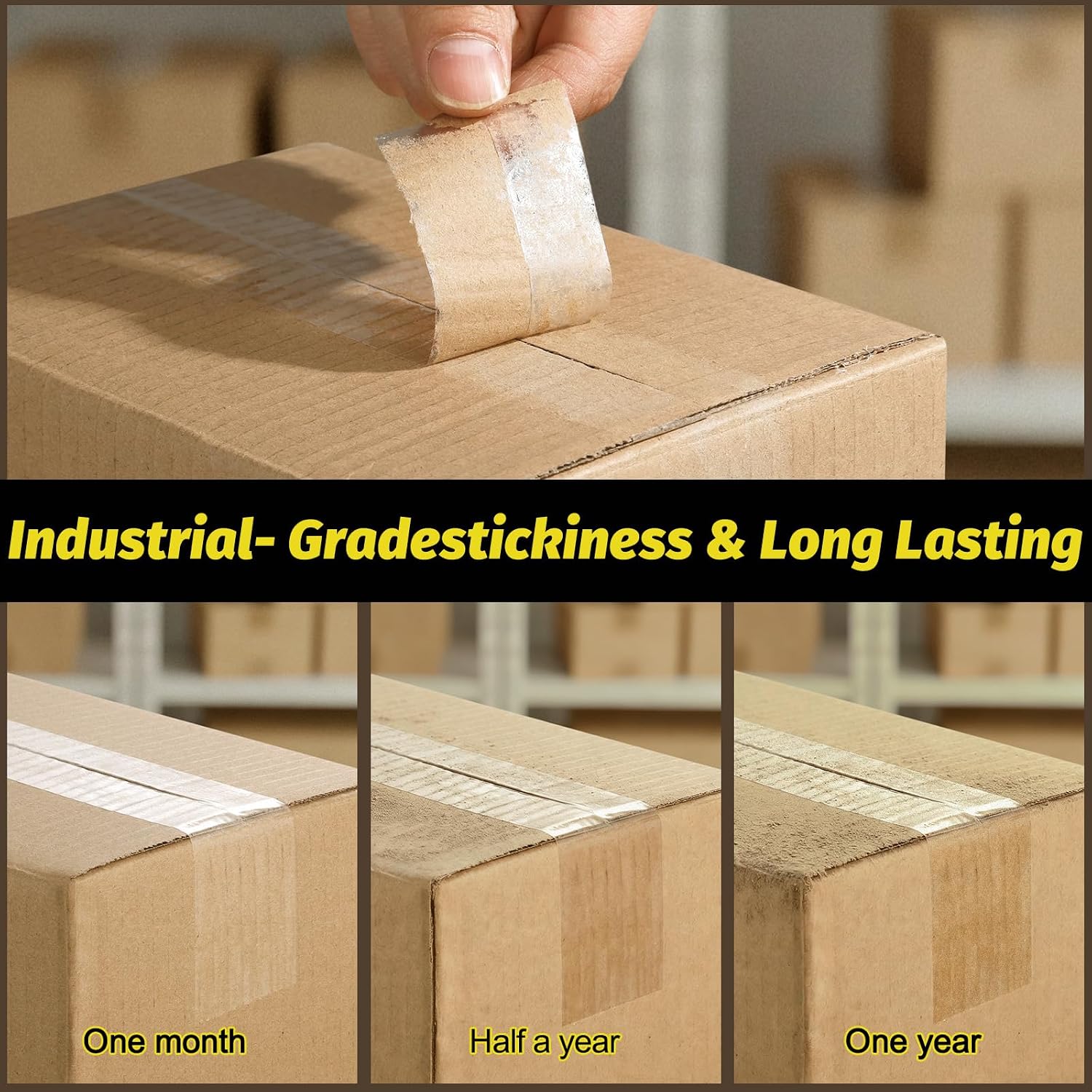 Clear Packing Tape, Heavy Duty Packaging Tape Refills | 6 Rolls, 2 inch x 65 Yards, Shipping Tape Box Tape Mailing