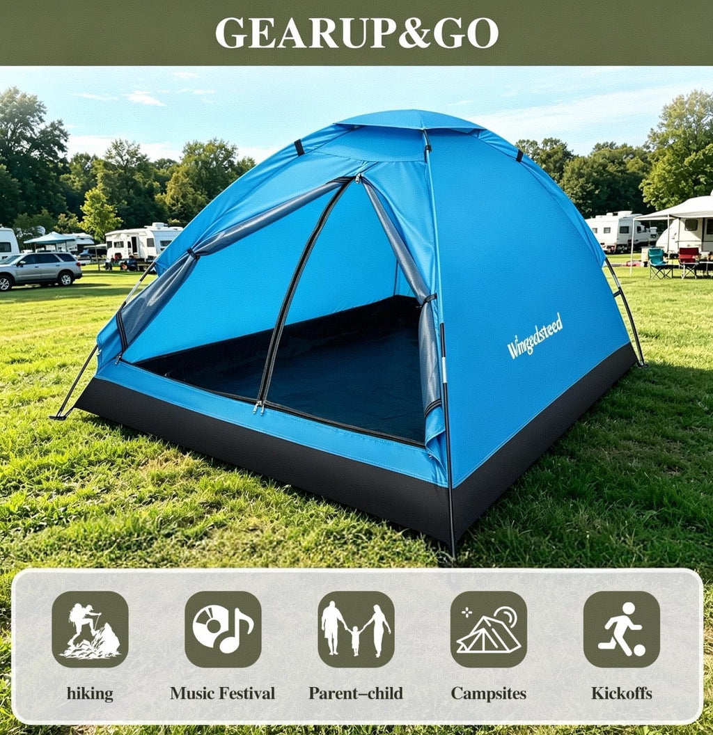 1-2 Person Camping Tent, Easy Manual Setup Dome Tent, Waterproof Windproof Lightweight Backpacking Tent with