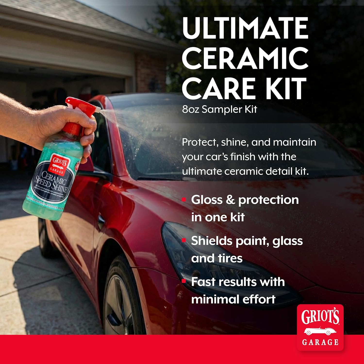 Ultimate Ceramic Detail Kit for Car Detailing, Includes 8oz Bottles of Ceramic 3-in-1 Wax, Speed Shine Detailer, Tire