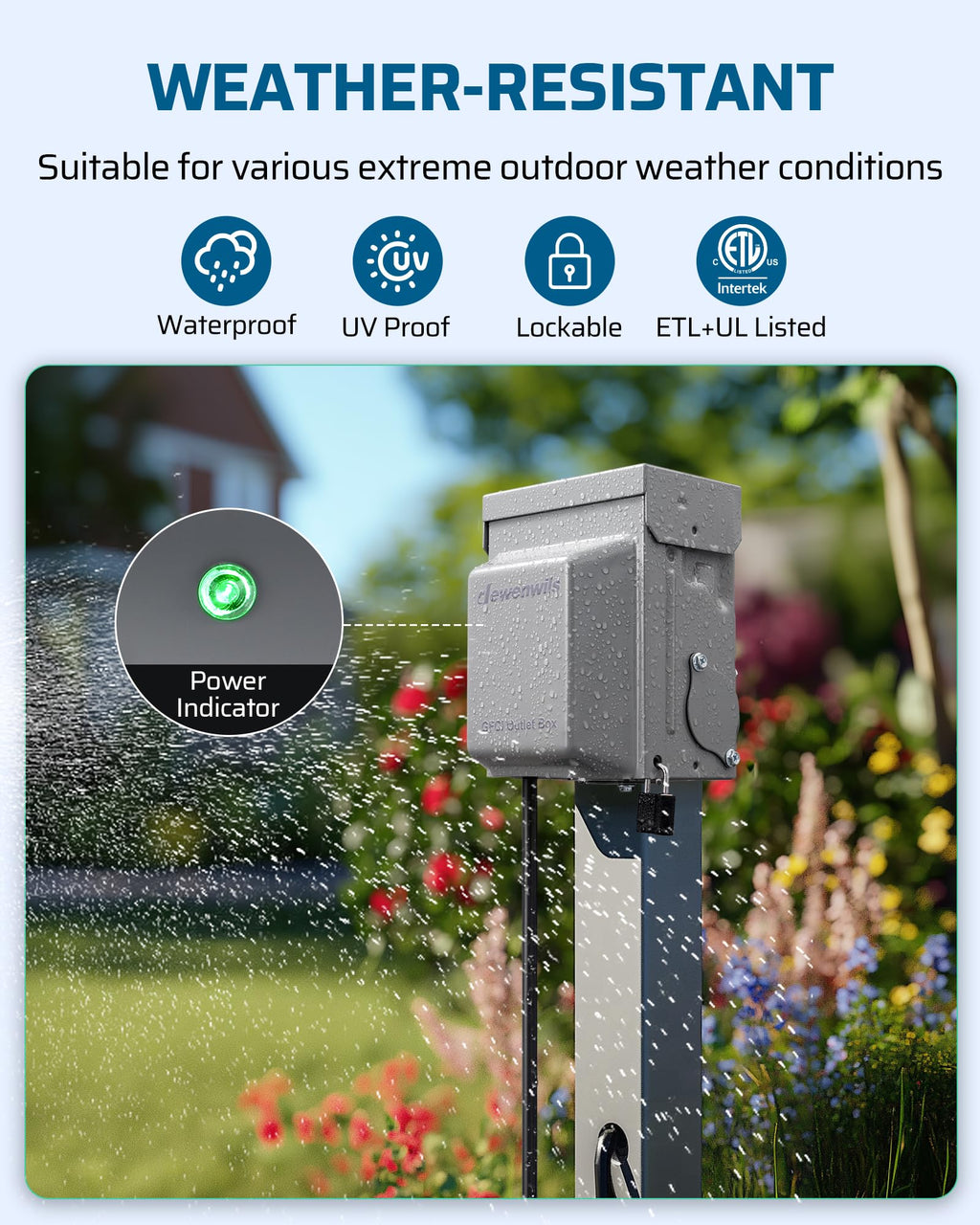 DEWENWILS Outdoor Electrical Outlet Box with Switch, 20A WRTR GFCI