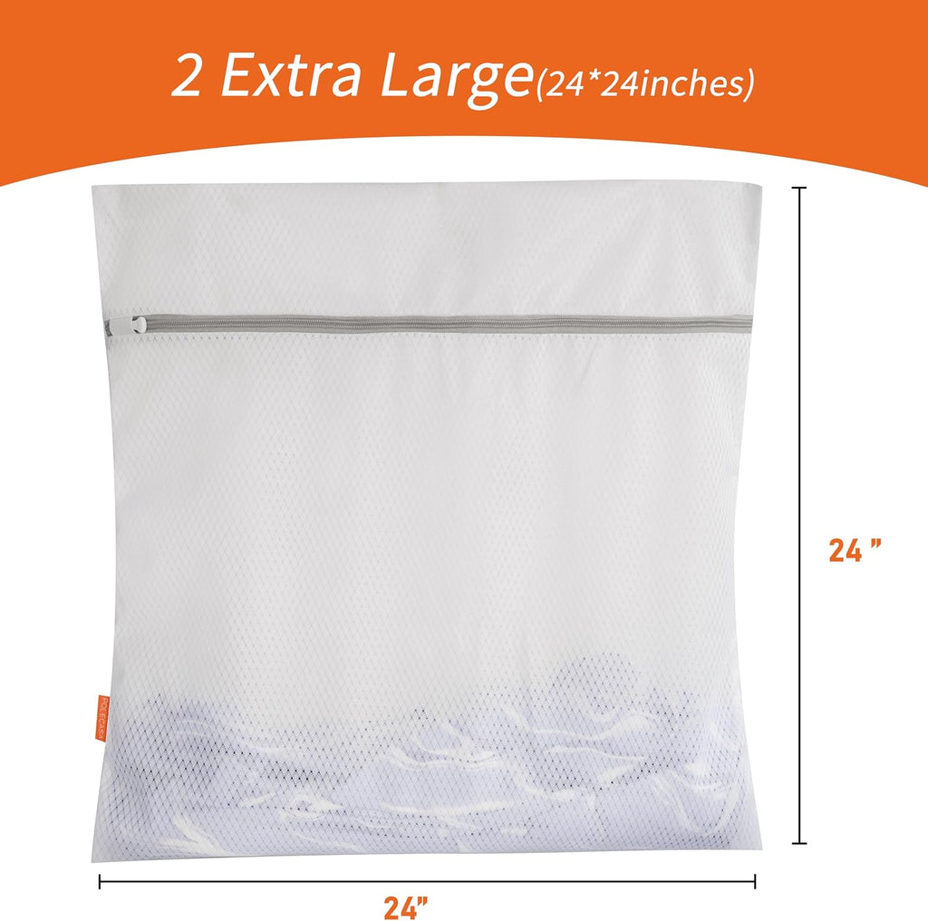 Diamond Mesh Laundry Bags 2 Pack (XX-Large, 24x24”) | Heavy Duty Mesh, Durable Zipper