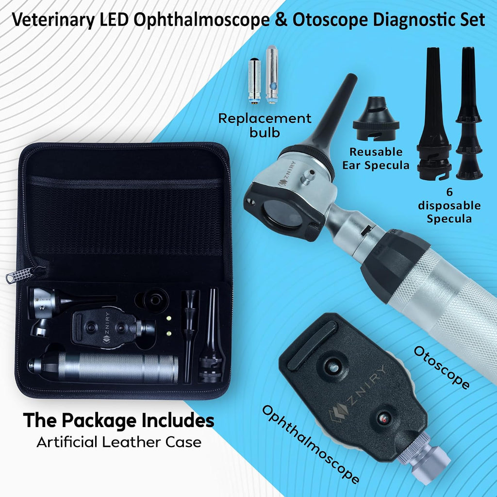 Veterinary Otoscope & Ophthalmoscope Diagnostic Set for Dogs, Cats & Small Animals | Veterinary Ear & Eye Examination