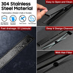 Linear Shower Drain - 24 Inch Matte Black, with Tile Insert Panels