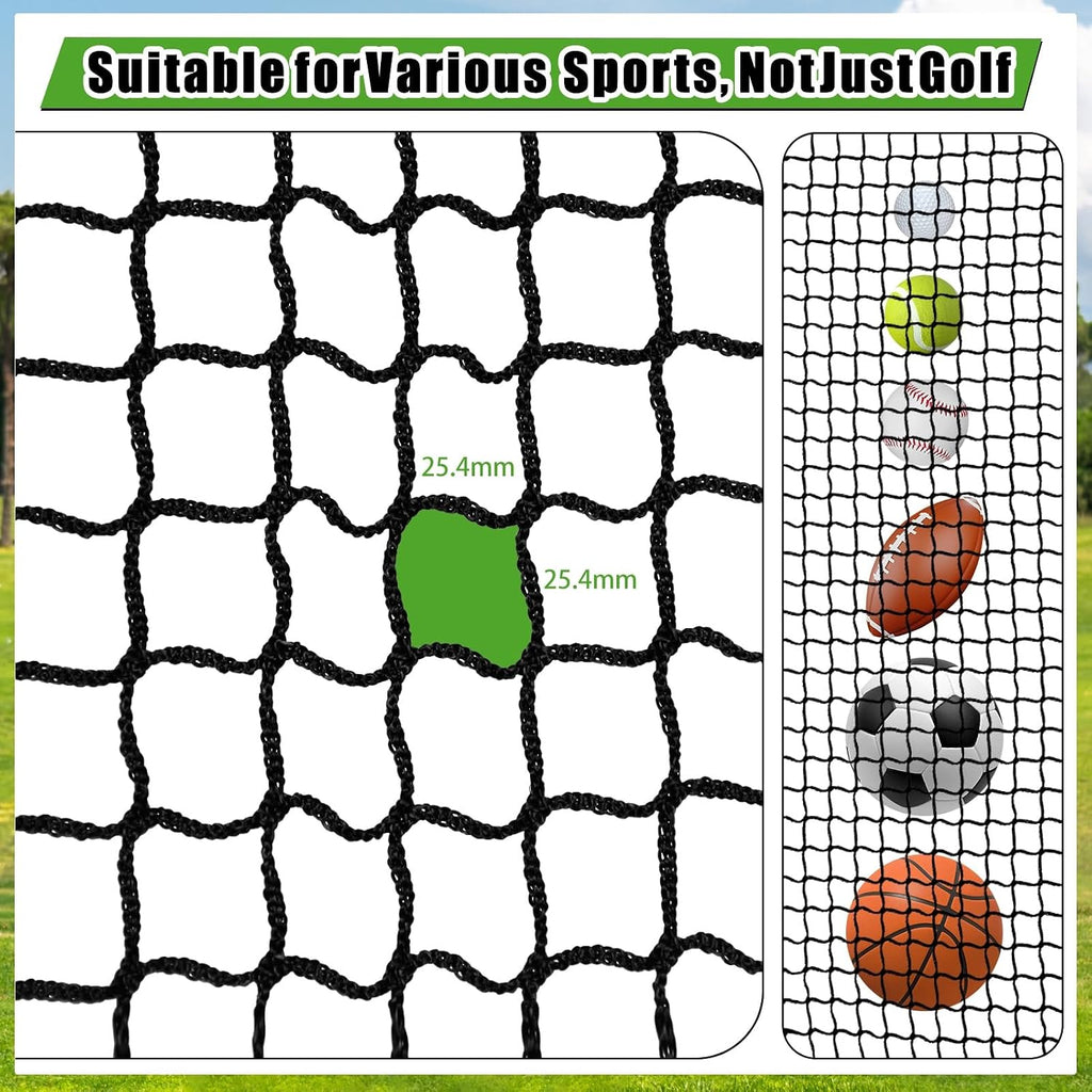 Golf Practice Net, 10Ft/15Ft/20Ft Golf Hitting Nets Heavy Duty Nylon Golf Netting for Garage Backyard