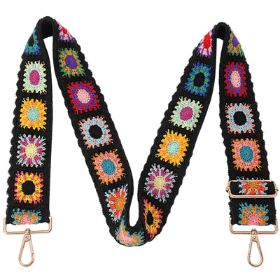Wide Purse strap Crochet Flower replacement crossbody for Handbag