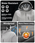 Men's Softshell Jacket Waterproof Fleece Rain Shell Coat
