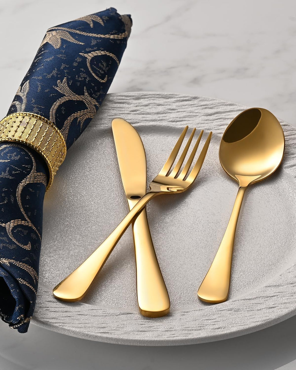 60 Piece Gold Silverware Set - Service for 20, Stainless Steel Flatware Cutlery Set Include Knife Spoon Fork, Gold
