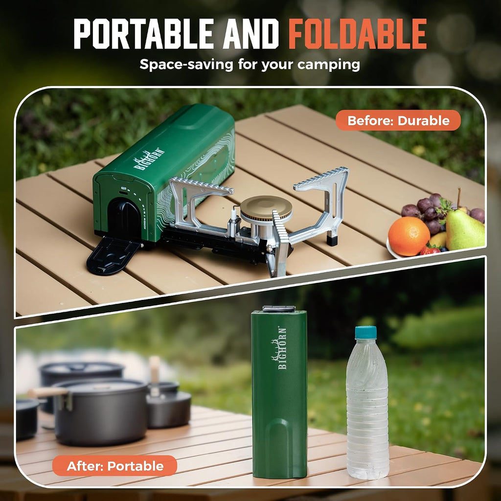 OUTDOORS Butane Camping Stove, Portable Folding Gas Burner with Carry Bag for Camping, Emergency Use and Outdoor Cooking