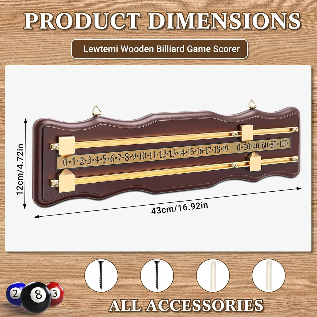 Wooden Billiard Game Scorer 2 Track Wall-Mounted Snooker Billiard Score Board Shuffleboard Scoreboard Classic Snooker
