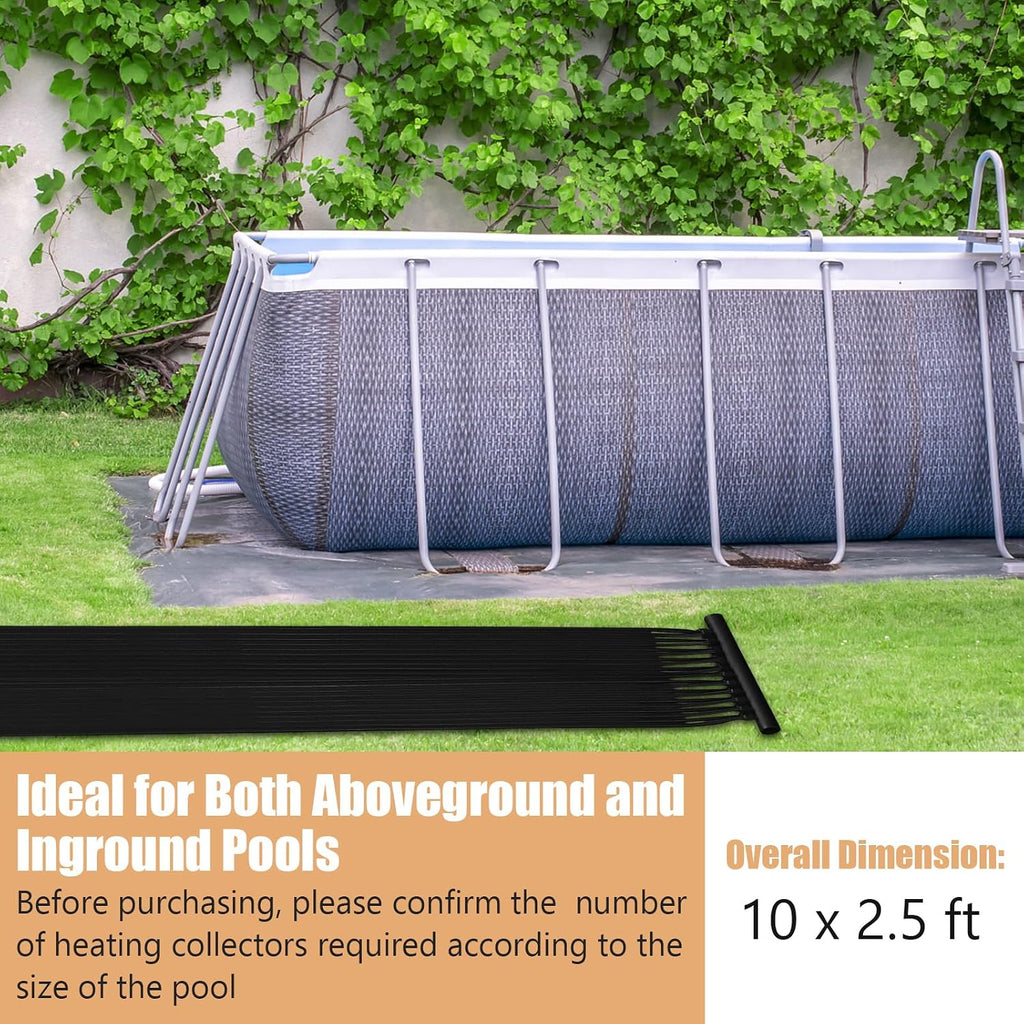 2.5FT x 10FT/ 20FT Solar Pool Heater for Above Ground Pool Inground Pools, Swimming Pool Solar Panel Heating System