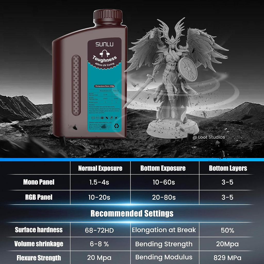 High Toughness 3D Printer Resin, Enhanced Flexible 3D Printing Photopolymer Resin, 405nm UV Fast Curing 3D Resin for