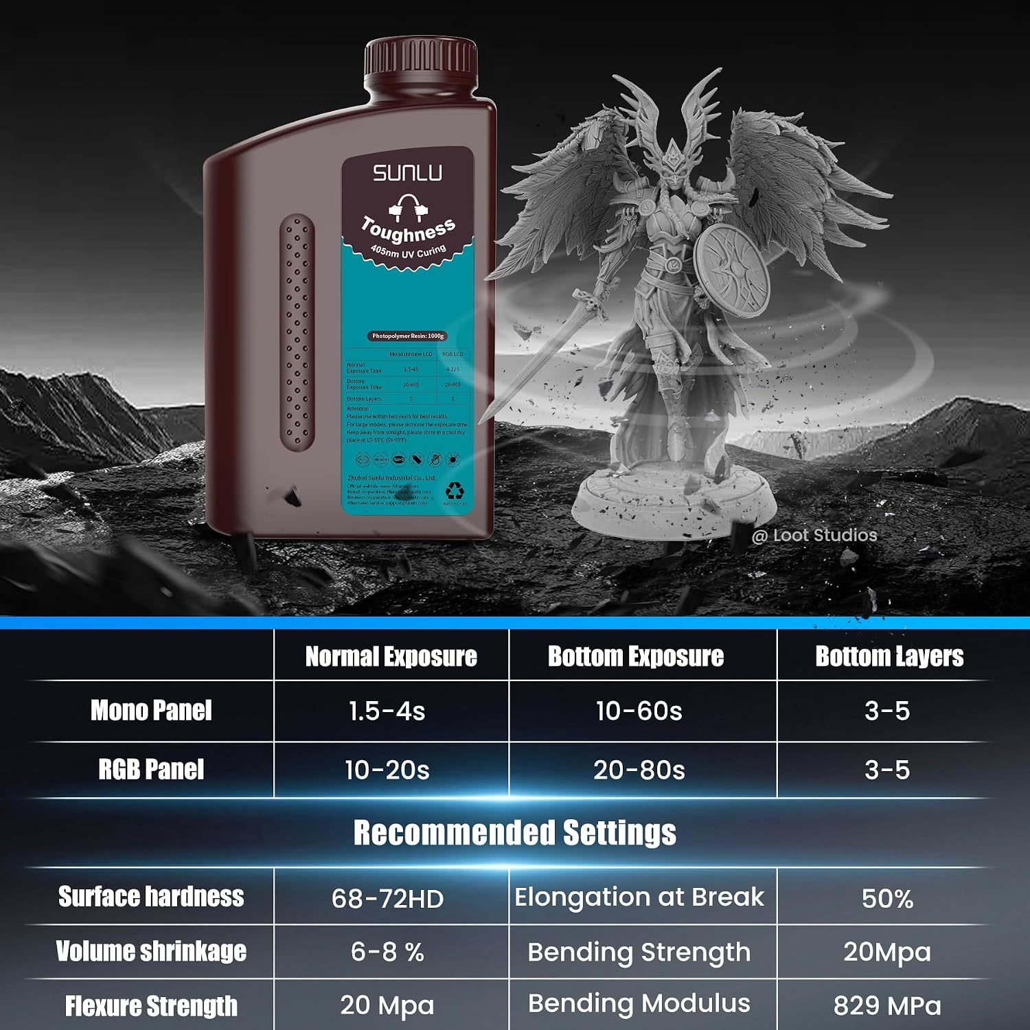 High Toughness 3D Printer Resin, Enhanced Flexible 3D Printing Photopolymer Resin, 405nm UV Fast Curing 3D Resin for