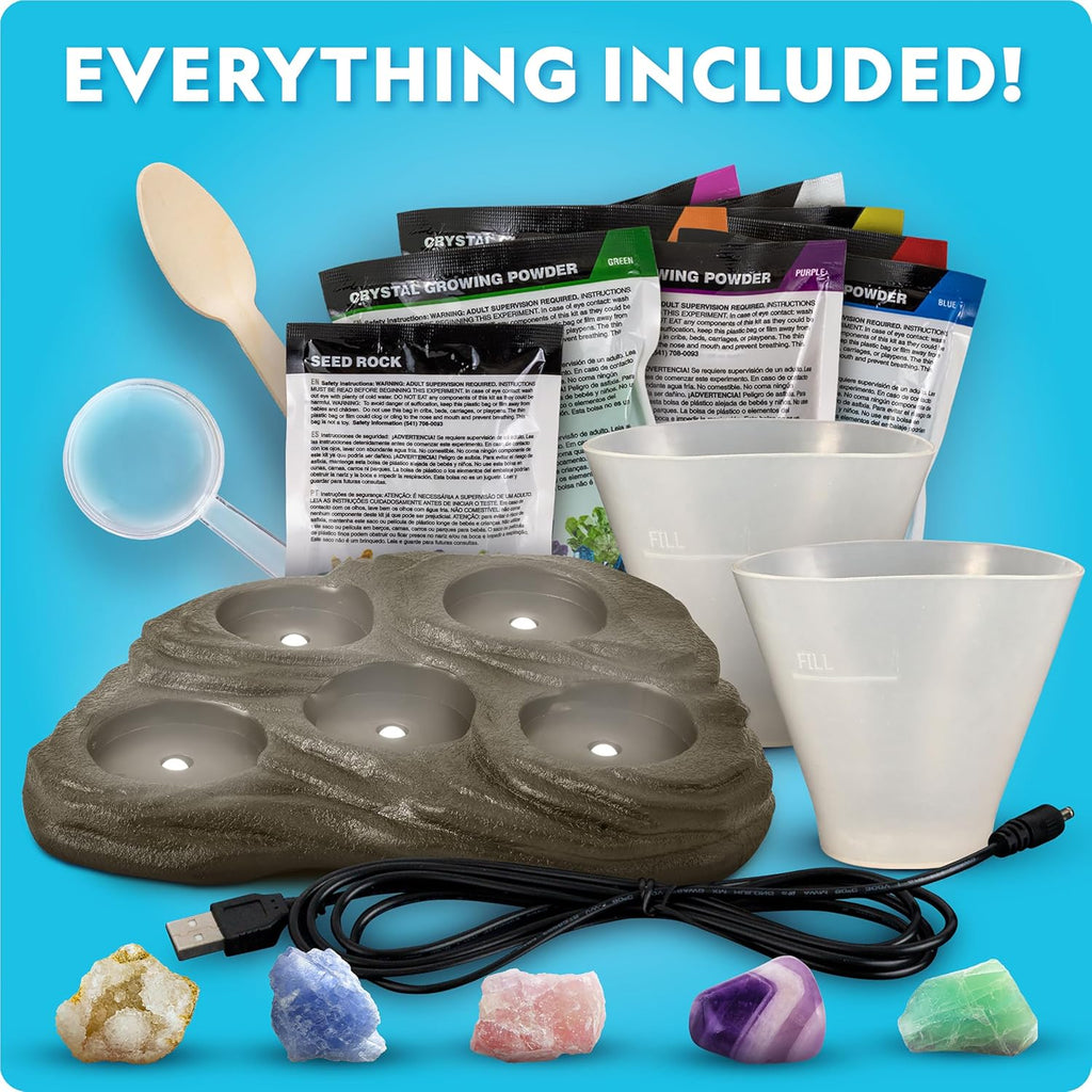 National Geographic Mega Crystal Growing Kit with 8 Crystals Ages 8-12 | Grow 8 Colorful Crystals, Light-Up Night