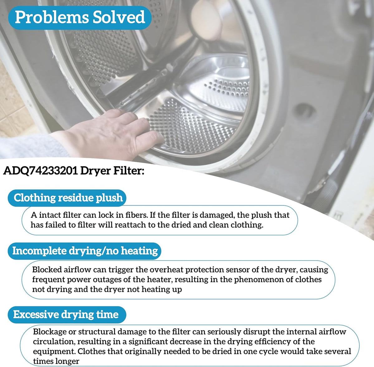 ADQ74233201 Dryer Lint Filter For LG Dryers DLEX7700VE DLEX7700WE