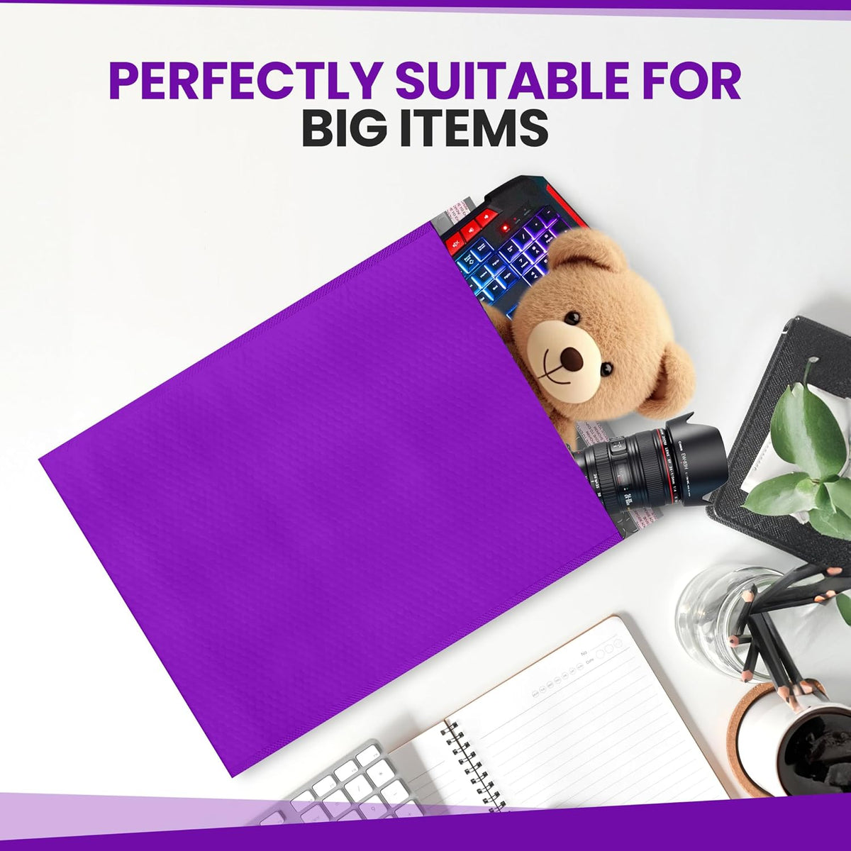 Purple Bubble Mailers 14.25x20, Self Seal Poly Padded Envelopes #7, 15 Pack