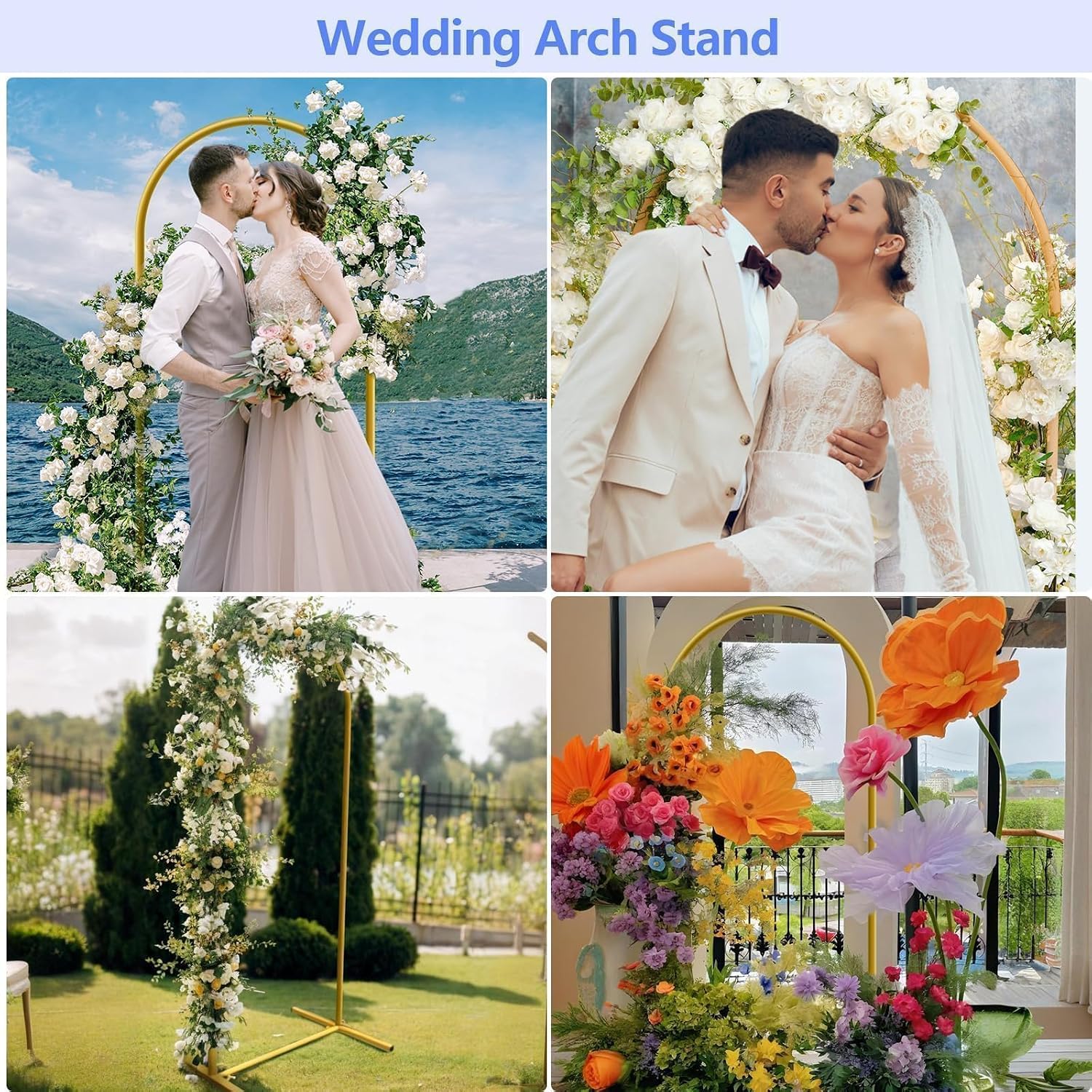 Metal Arch Backdrop Stand, Gold, 6ft