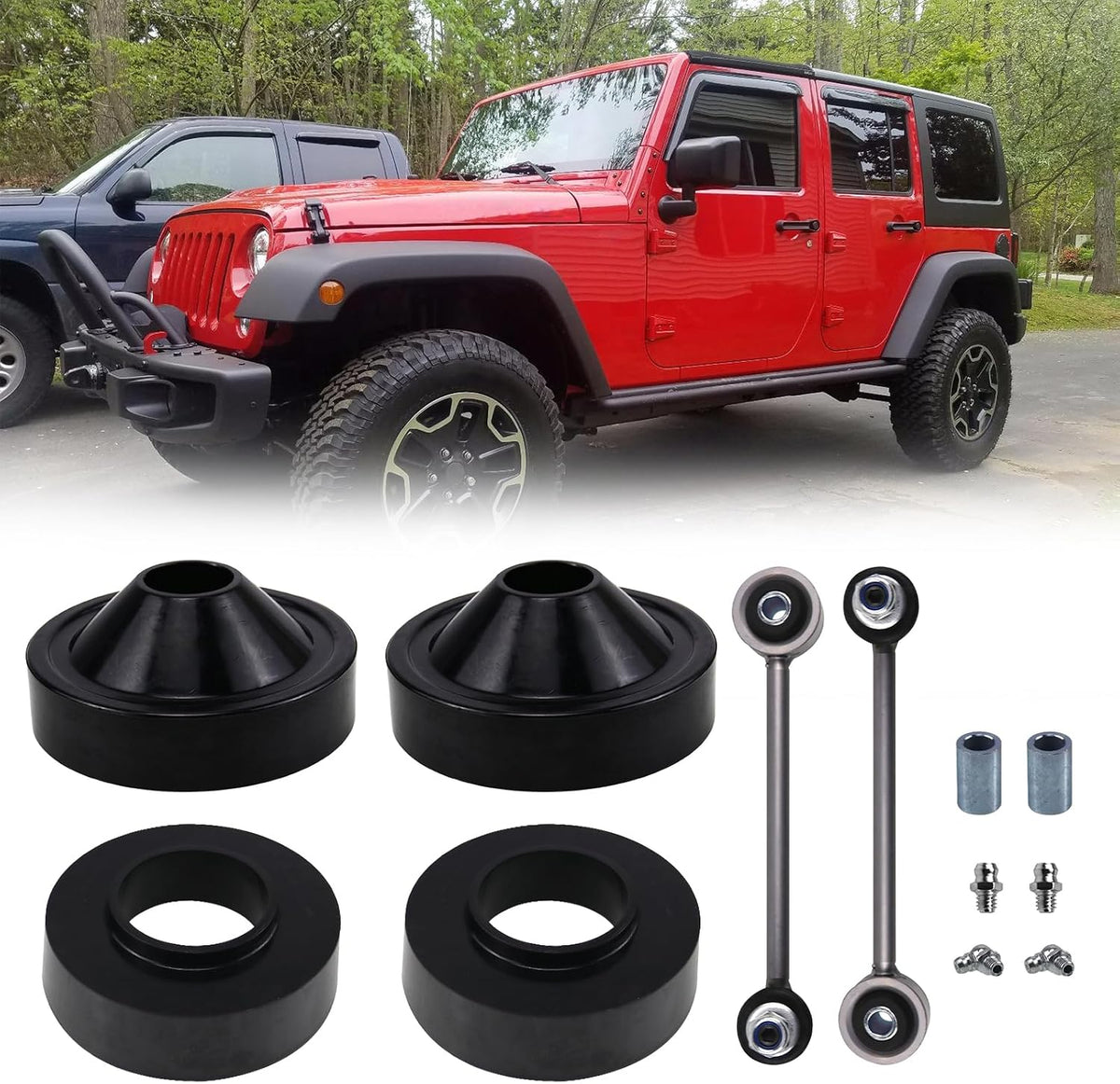 RYANSTAR 2" Front&1" Rear Lift Kit Compatible with 07-18 Jeep Wrangler JK