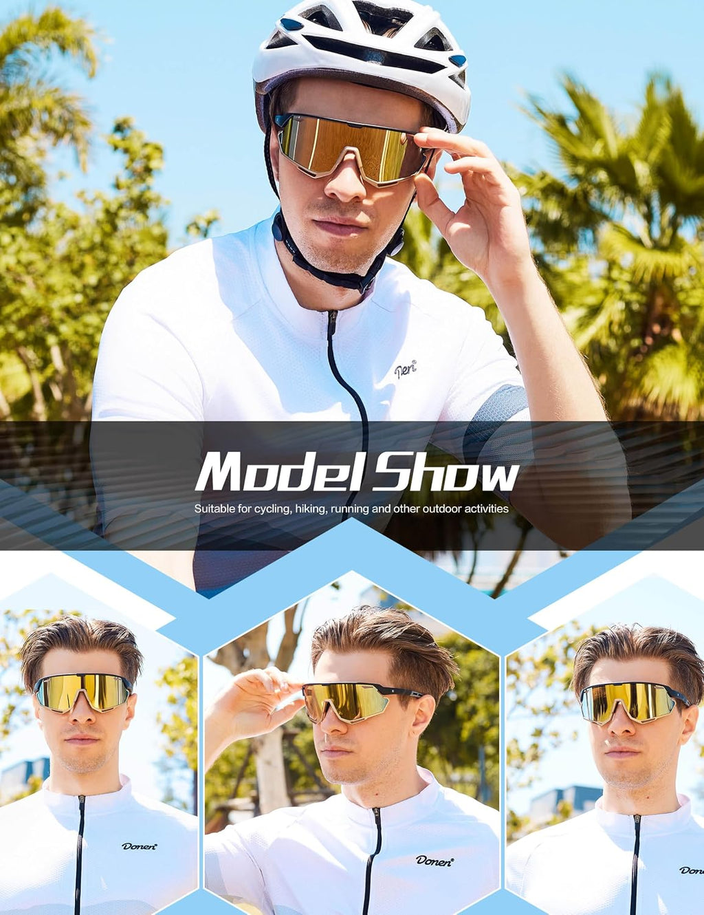 Mens Sports Baseball Sunglasses: TR90 Lightweight Cycling Glasses Wrap Around Running Glasses for Outdoor MTB Bike
