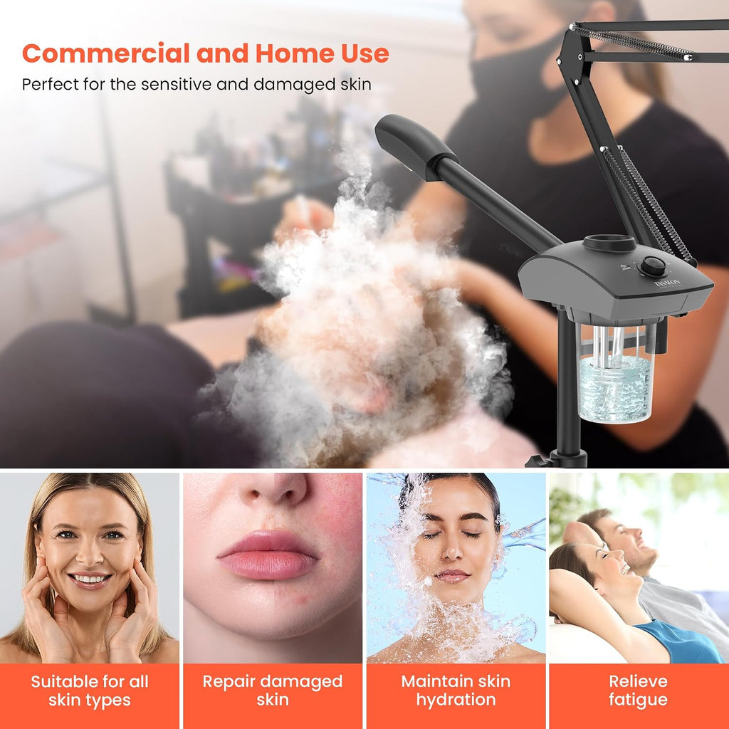 Professional 2-in-1 Facial Steamer, Ozone Face Steamer with 5X Magnifying Lamp Deep Cleaning Pore,Hot Mist Face