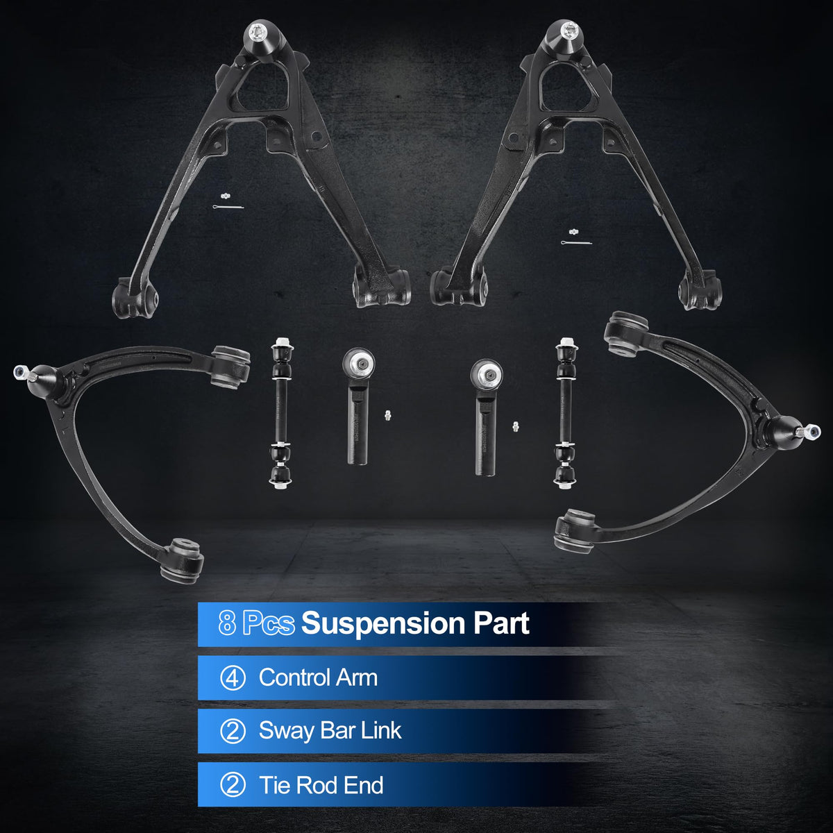 VIPCAR Front Upper & Lower Control Arm Kit for Chevy Silverado 1500