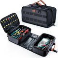 Heavy Duty Tool Bag Organizer with Clear Lid Compartments for Electrician, Portable Tool Organizer Case for