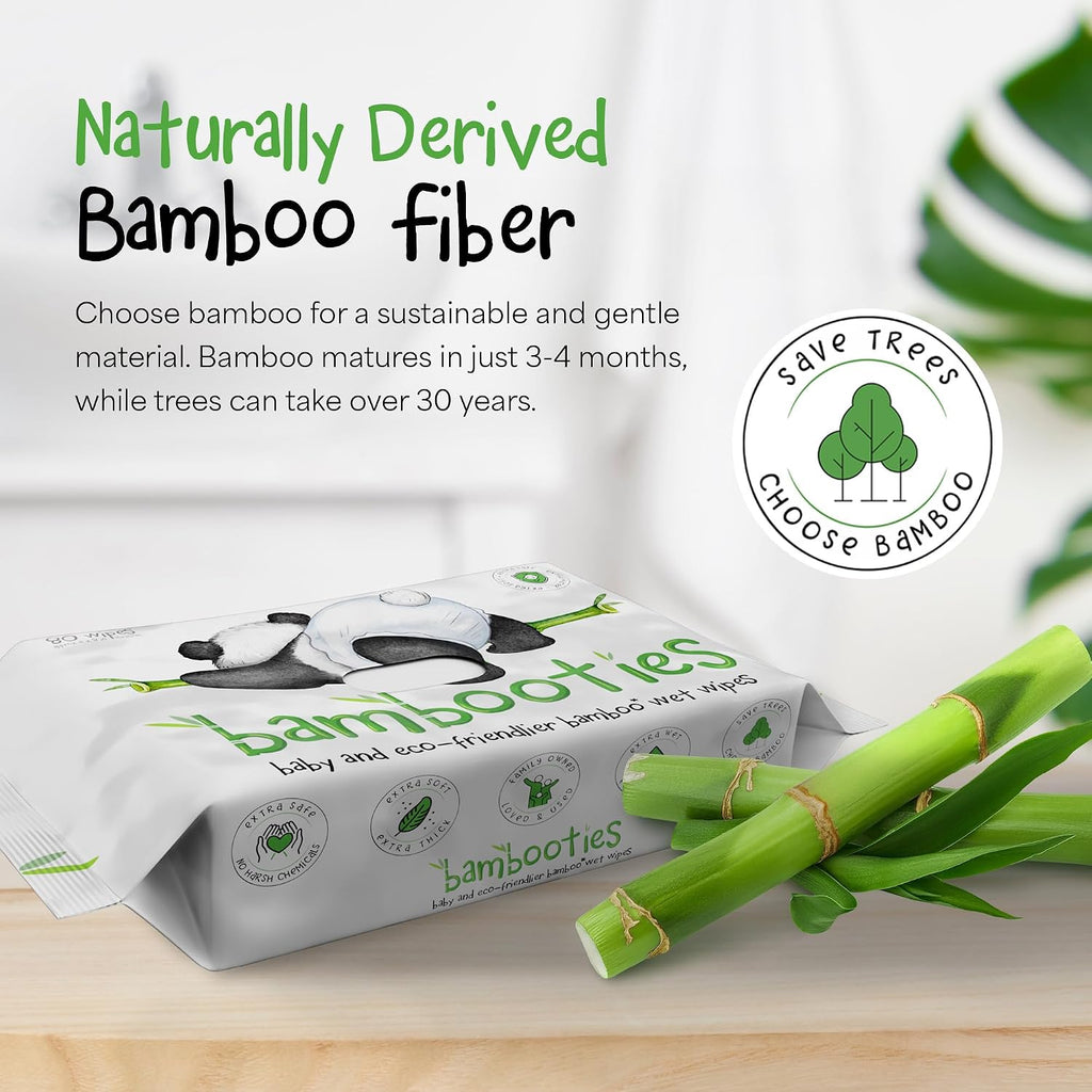 Bamboo Baby Wipes Unscented, Plant based Diaper Wipes for Sensitive Skin, Water based Wipes Baby Sensitive Skin 80