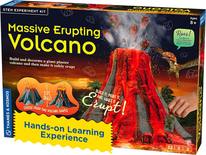 Thames & Kosmos Massive Erupting Volcano STEM Kit | DIY Giant Volcano Model, 1-Foot Tall | Includes Materials for