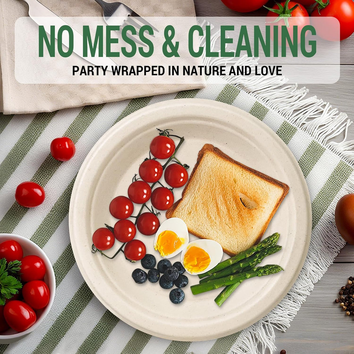 Compostable Paper Plates, 7 inch & 9 Inch, 50 Pack
