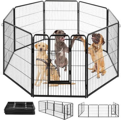 Dog Playpen | 40 Inch, 8 Panels | Heavy Duty Metal Pet Exercise Pen | Indoor Outdoor Fence Panels | Rust-Resistant