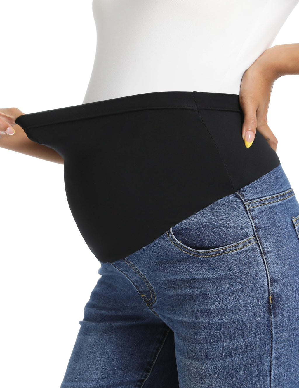 Maternity Boyfriend Jeans Over Belly Denim Pants Dark Blue M