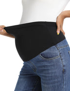 Maternity Boyfriend Jeans Over Belly Denim Pants Dark Blue M