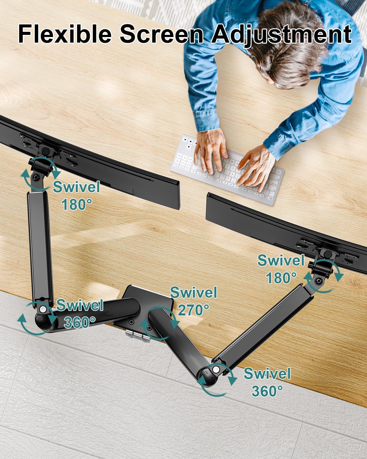 Dual Monitor Arm Desk Mount Fits Max 32 inch Screens, Holds 4.4 to 19.8lbs | Display VESA Mount, Adjustable Double