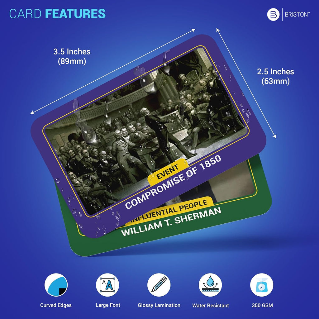 US Civil War Flash Cards – 75 American History Cards for Social Studies | Back to School US Civil War cards for