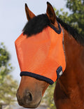 All Round Mesh Horse Fly Mask UV Protective with Fleece Padded Edging Vibrant Orange L