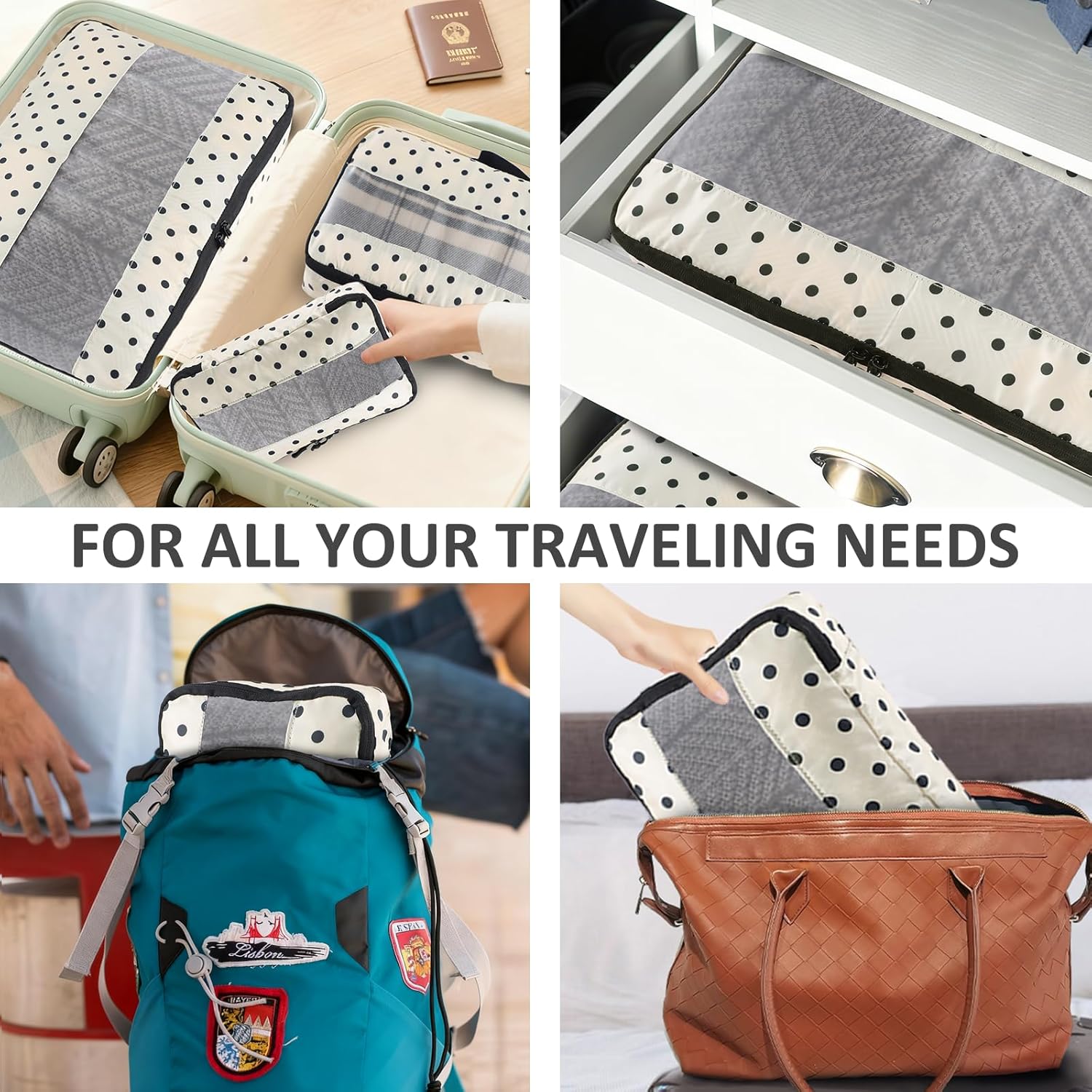 5 Set Packing Cubes for Travel Essentials Ultralight Luggage Packing Organizers with Laundry Bag and Shoe Bag for