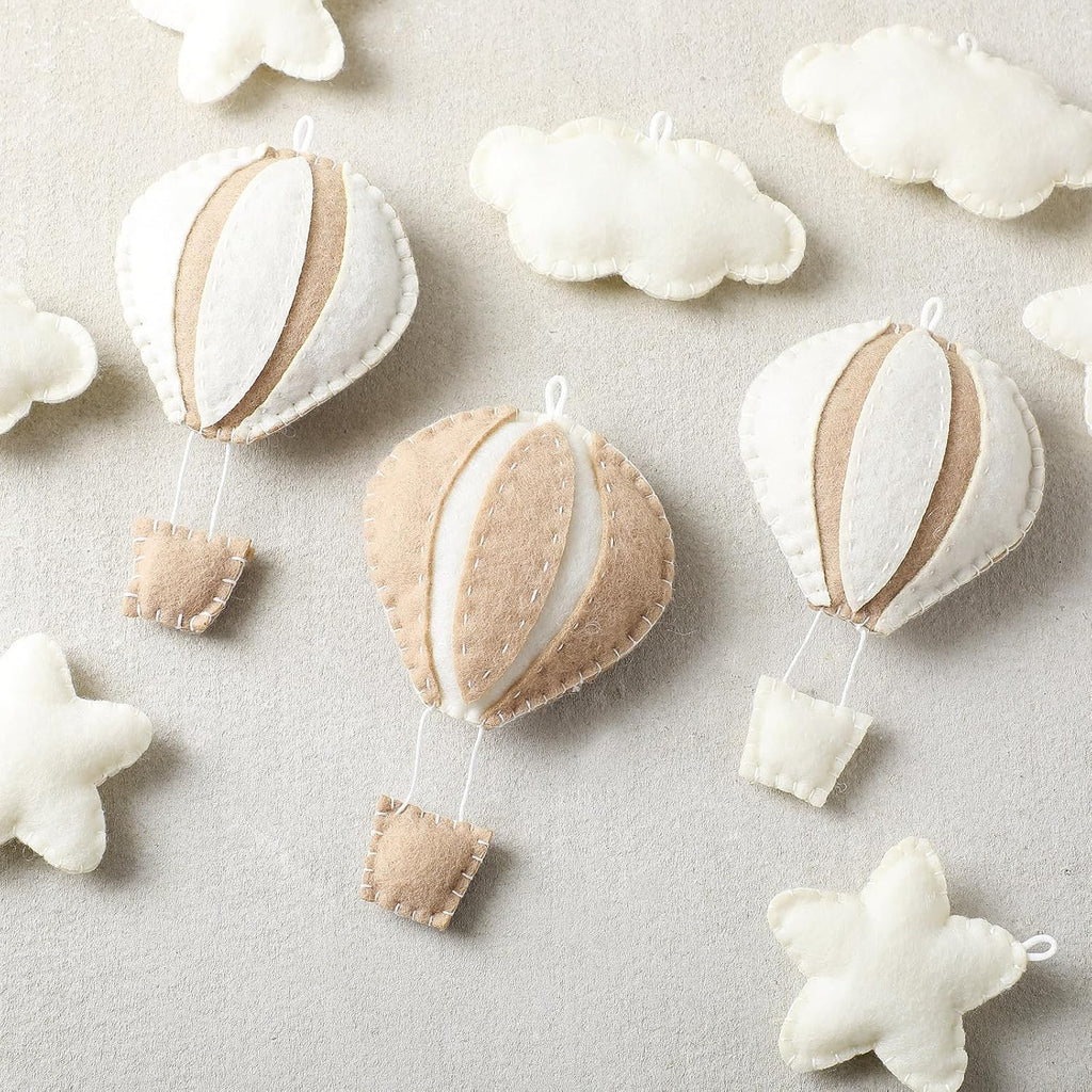 10 Pcs Star Hot Air Balloon and Cloud Nursery Decor Western Wall Decor for Bedroom Mini Felt Clouds Stars Hot Air