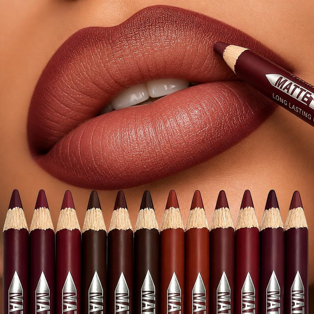 12 Colors Lip Liner Pencil Set Cream Matte Texture