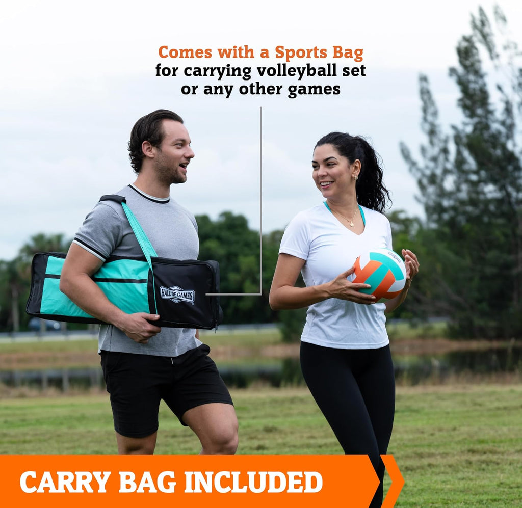 Outdoor Volleyball and Badminton Net with Carrying Bag Accessories Set and Adjustable Steel Poles Perfect for Parties