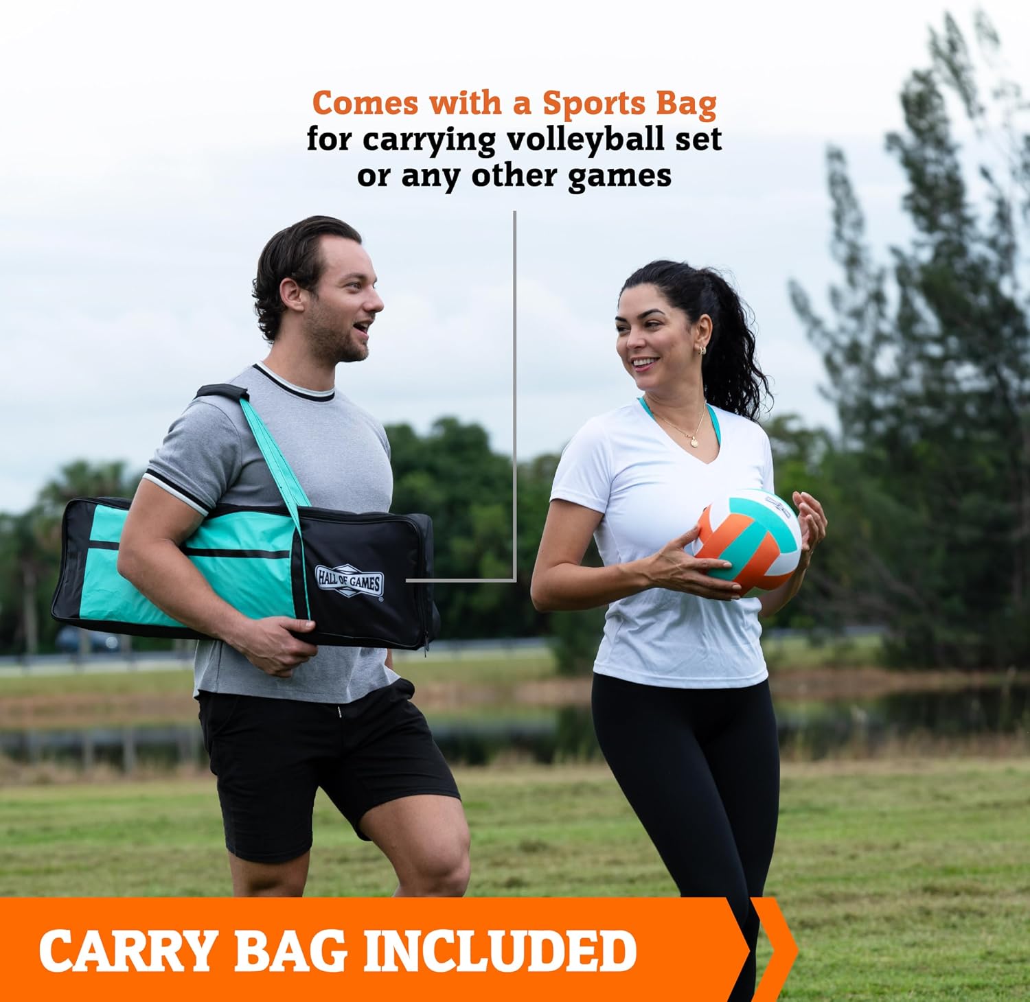Outdoor Volleyball and Badminton Net with Carrying Bag Accessories Set and Adjustable Steel Poles Perfect for Parties